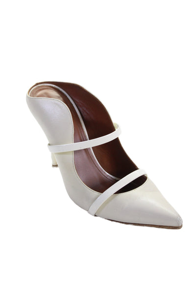 Malone Souliers Womens Leather Pointed Toe Stiletto Pumps White Size 36.5 6.5