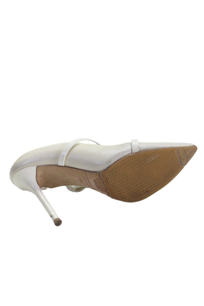 Malone Souliers Womens Leather Pointed Toe Stiletto Pumps White Size 36.5 6.5