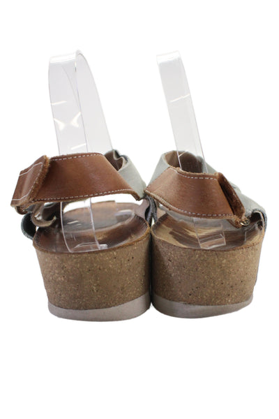 PIKOLINOS Womens Leather Ankle Strap Slides Teal Green Size 9