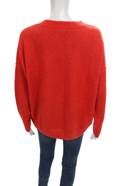 Vince Camuto Women Red Crew Neck Pullover Sweater Long Sleeve Size S