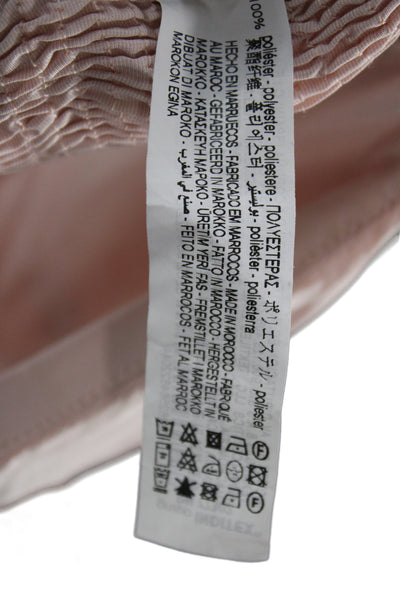 Zara Women Cropped Halter Tie Tank Pink Sleeveless 100% Polyester Size L