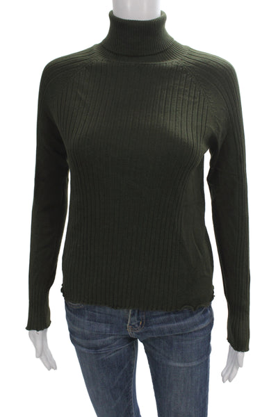 Zara Knit Womens Green Turtleneck Pullover Sweater Long Sleeve Size M