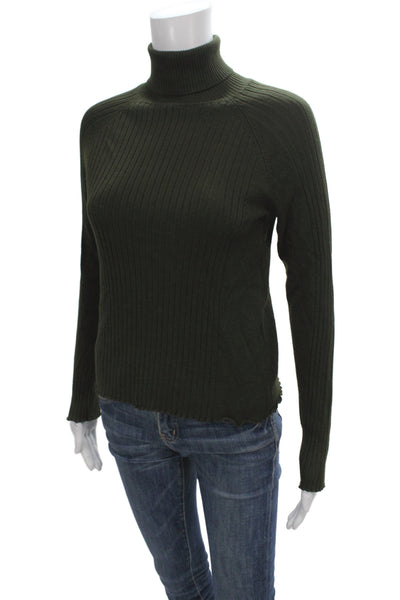 Zara Knit Womens Green Turtleneck Pullover Sweater Long Sleeve Size M