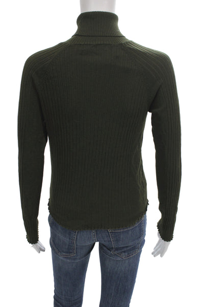 Zara Knit Womens Green Turtleneck Pullover Sweater Long Sleeve Size M
