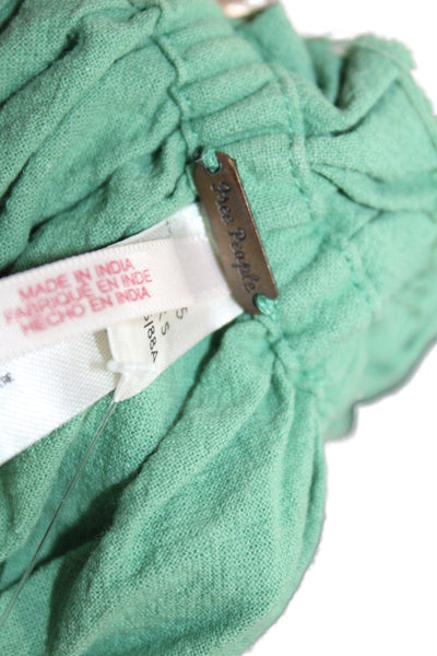 Free People Women Cropped Boho Square Neck Sleeveless Blouse Green Size S