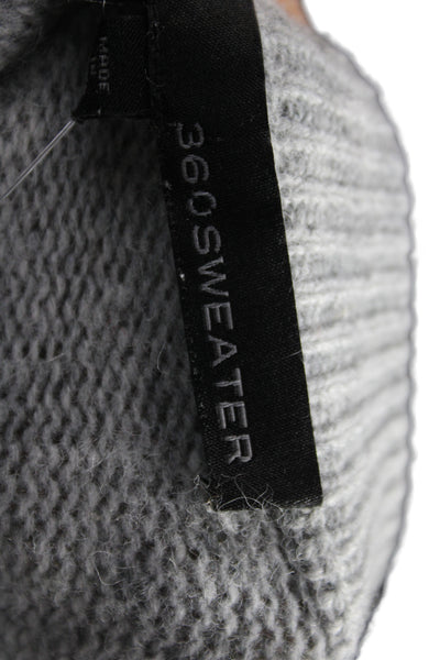 360 Sweater Womens 100% Cashmere Striped Pullover Crew Neck Black Size S