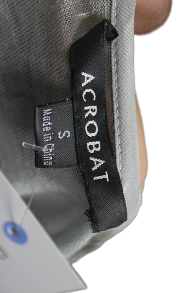 Acrobat Womens Basic Gray V-Neck Linen T-Shirt Short Sleeve Size S