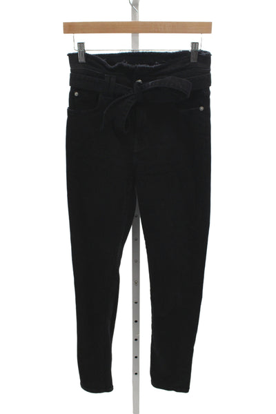 7 For All Mankind Womens Paperbag Jeans Black Cotton Casual Size 27