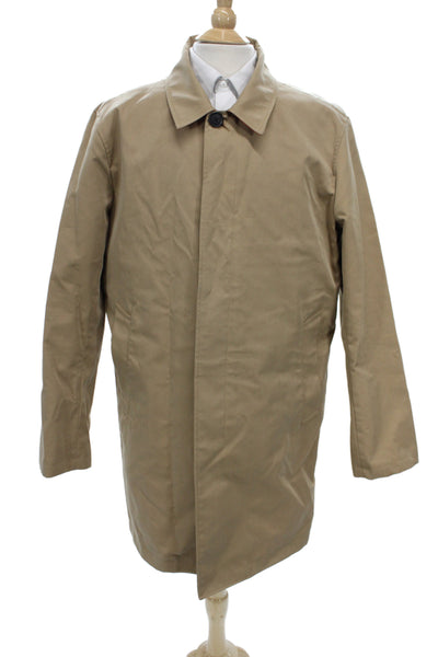 Jack Spade Mens Overcoat Beige Button Cotton Solid Classic Size XL