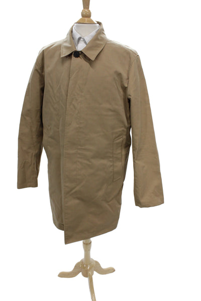 Jack Spade Mens Overcoat Beige Button Cotton Solid Classic Size XL