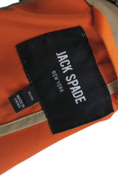 Jack Spade Mens Overcoat Beige Button Cotton Solid Classic Size XL