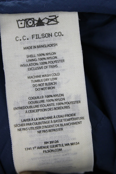 Filson Mens Puffer Jacket Blue Nylon Zip Outdoor Size XL