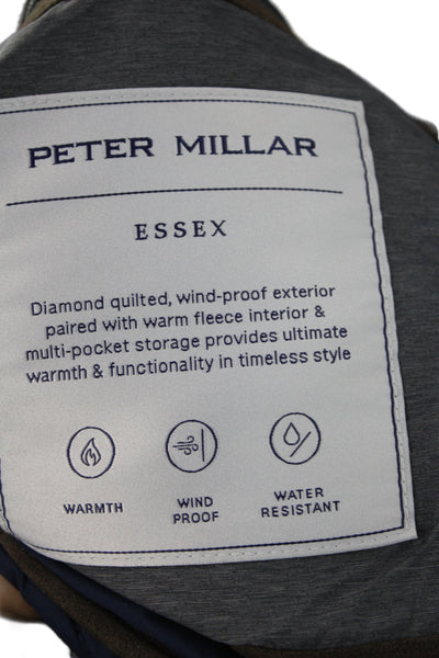 Peter Millar Mens Quilted Blue Argyle Diamond Polyester Zip Vest Size XL