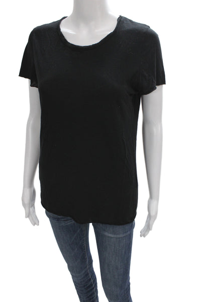 Karssen Zoe Karssen Womens Basic Black Short Sleeve T-Shirt Size S