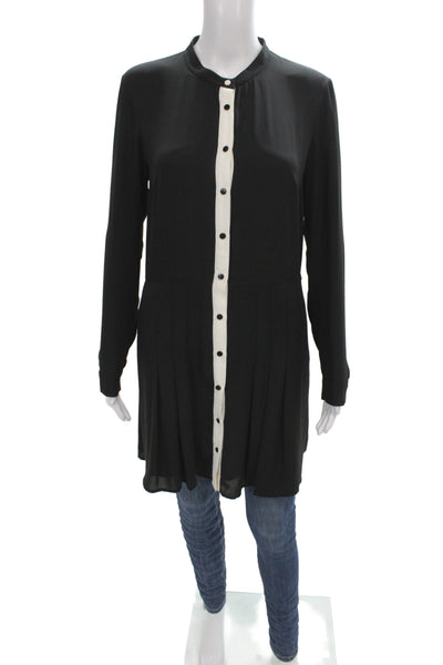 The Kooples Women Tunic Button-Up Black Collared Long Sleeve Size 3