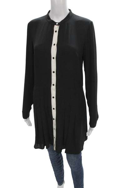 The Kooples Women Tunic Button-Up Black Collared Long Sleeve Size 3