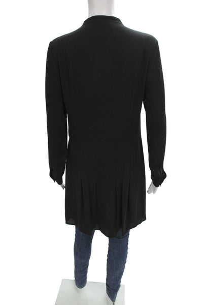 The Kooples Women Tunic Button-Up Black Collared Long Sleeve Size 3