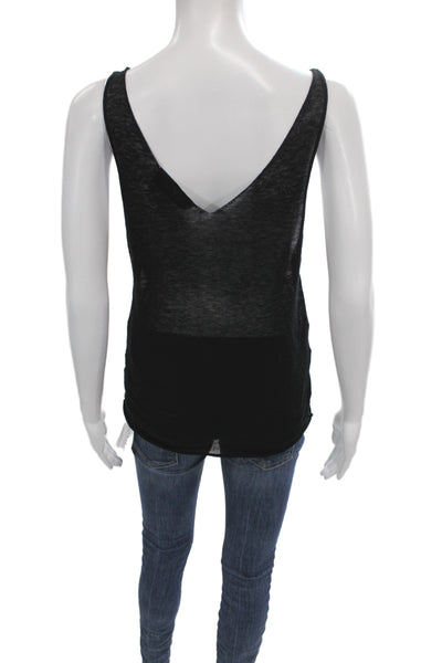 SPRWMN Womens Basic V-Neck Sleeveless Wool Tank Black Size S