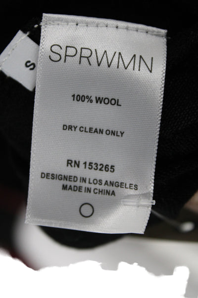 SPRWMN Womens Basic V-Neck Sleeveless Wool Tank Black Size S