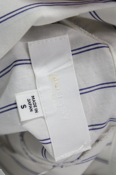 Moussy Womens Cropped Collared Striped Cotton Button-Up Long Sleeve Top Size S