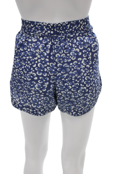 Samson Women Paperbag Animal Print Blue Cotton Drawstring Shorts Size M