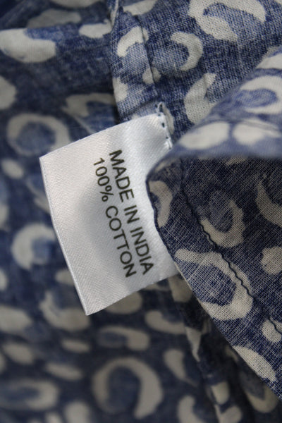 Samson Women Paperbag Animal Print Blue Cotton Drawstring Shorts Size M