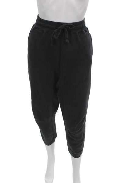 TKEES Womens Black Jogger Pants Drawstring Cotton Athleisure Size 2