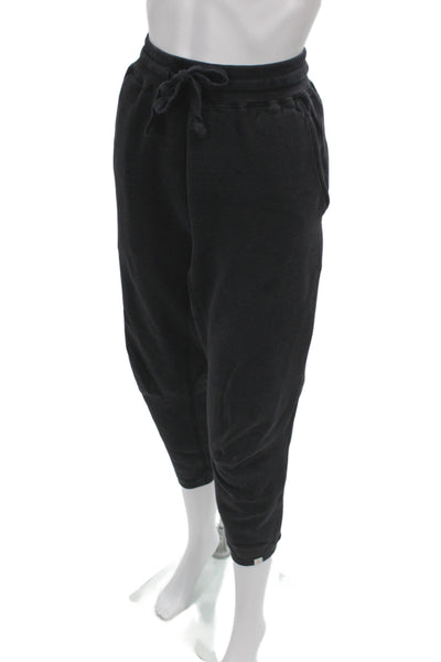 TKEES Womens Black Jogger Pants Drawstring Cotton Athleisure Size 2