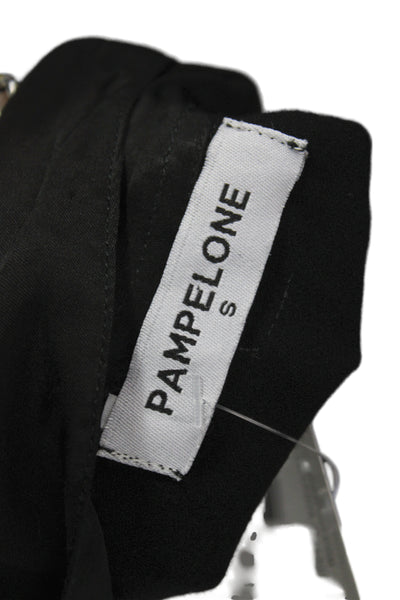 Pampelone Women Shirt Dress Black Collared Short Sleeve Rayon Size S