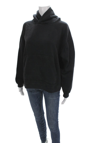 TKEES Womens High Neck Pullover Black Long Sleeve 80% Cotton Solid Fall Size 2