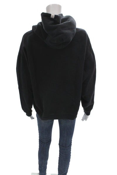 TKEES Womens High Neck Pullover Black Long Sleeve 80% Cotton Solid Fall Size 2
