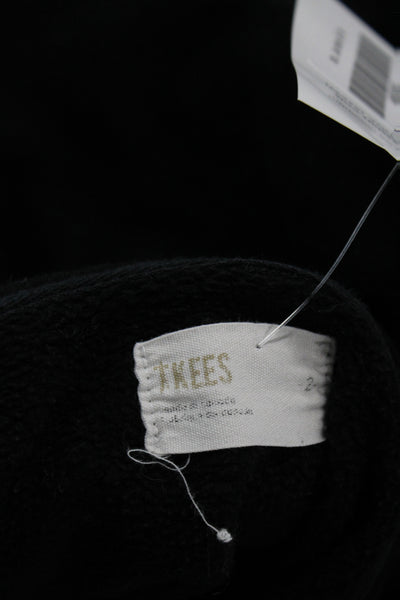 TKEES Womens High Neck Pullover Black Long Sleeve 80% Cotton Solid Fall Size 2