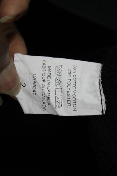 TKEES Womens High Neck Pullover Black Long Sleeve 80% Cotton Solid Fall Size 2