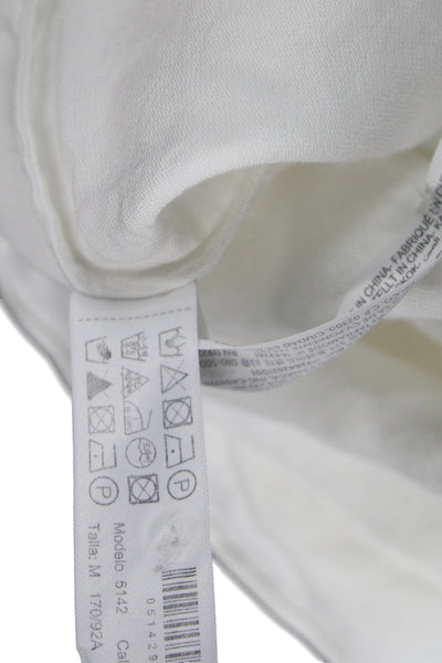 Massimo Dutti Women Linen Sleeveless Basic Tank White Round Neck Button Size M