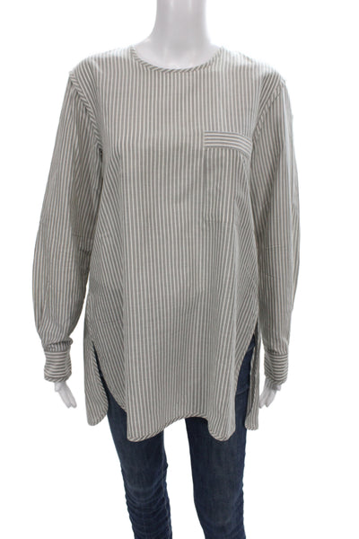 Ulla Johnson Women Tunic Striped Gray 3/4 Sleeve Round Neck Zip Size M