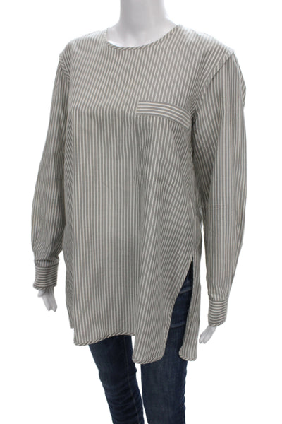 Ulla Johnson Women Tunic Striped Gray 3/4 Sleeve Round Neck Zip Size M