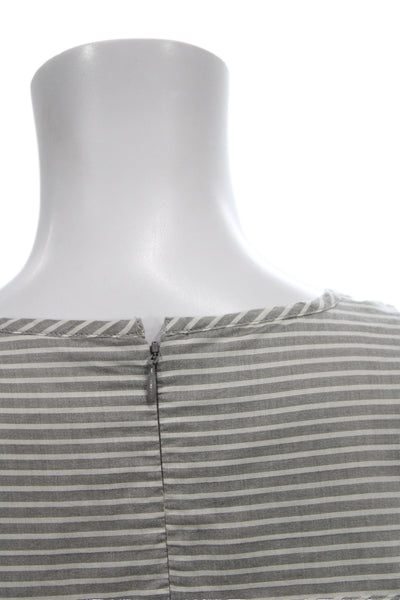 Ulla Johnson Women Tunic Striped Gray 3/4 Sleeve Round Neck Zip Size M