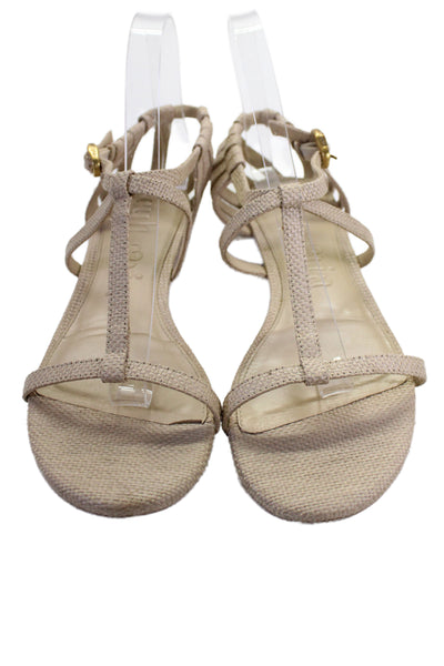 Cult Gaia Womens Strappy Woven Ankle Strap Sandals Brown Size 38.5