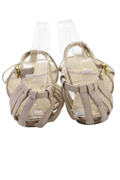 Cult Gaia Womens Strappy Woven Ankle Strap Sandals Brown Size 38.5