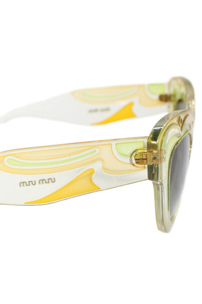 Miu Miu Womens SMU07P 49mm 22mm 145mm Clear Yellow Cat Eye Sunglasses