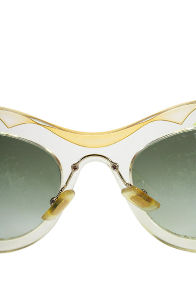 Miu Miu Womens SMU07P 49mm 22mm 145mm Clear Yellow Cat Eye Sunglasses