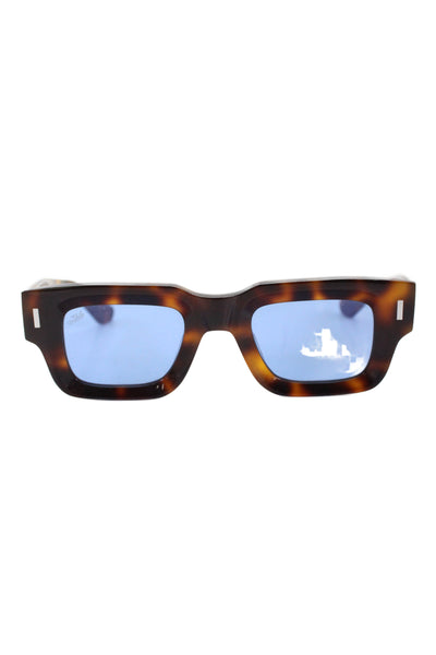Akila Womens Ares Printed Blue Lenses Square Brown Sunglasses