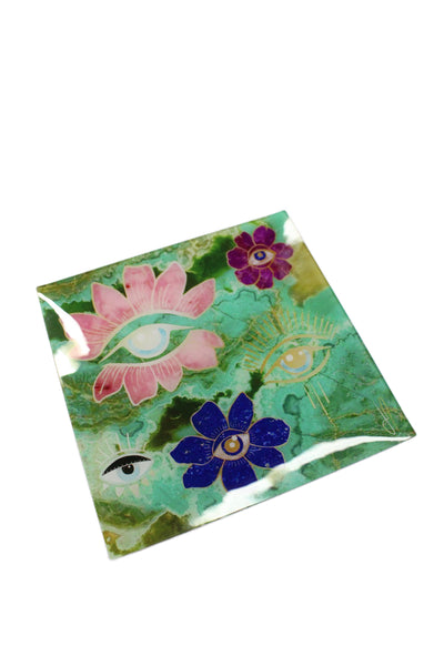 Jacquie Aiche Womens Resin Floral Print Jewelry Tray Green