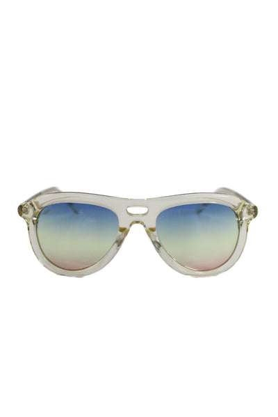 Akila Womens Greatful Dead Miracle Blue Yellow Lenses Clear Sunglasses