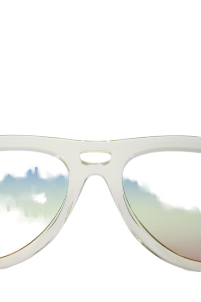 Akila Womens Greatful Dead Miracle Blue Yellow Lenses Clear Sunglasses