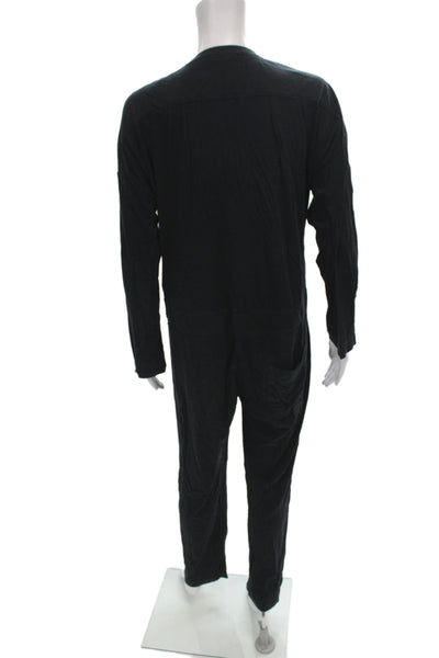Standard James Perse Women Black Jumpsuit V Neck Long Sleeve Cotton Size 1