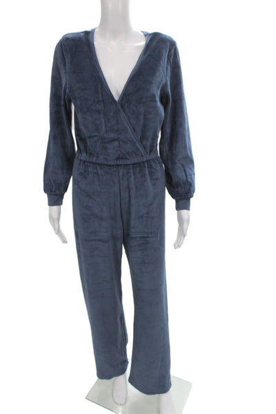 Suzie Kondi Women Jumpsuit Blue V-Neck Long Sleeve 80% Cotton Size S