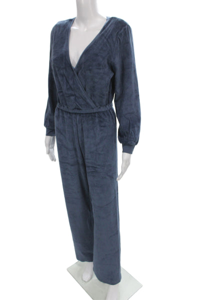 Suzie Kondi Women Jumpsuit Blue V-Neck Long Sleeve 80% Cotton Size S