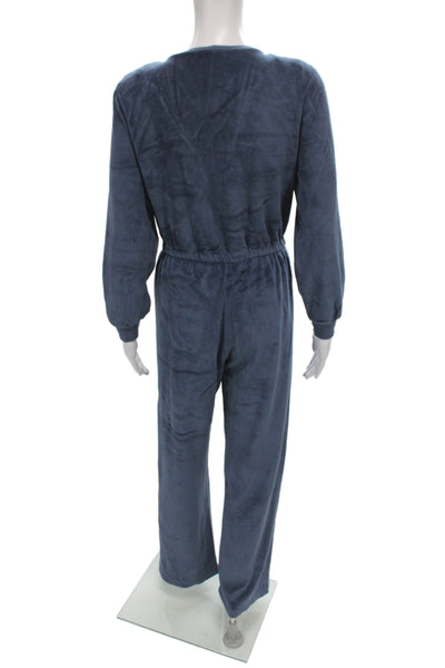 Suzie Kondi Women Jumpsuit Blue V-Neck Long Sleeve 80% Cotton Size S