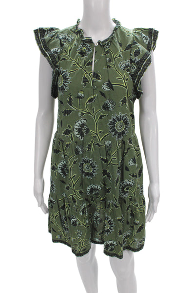 Omika Womens Mini Floral Cotton Sleeveless Round Neck Knee Length Dress Size M